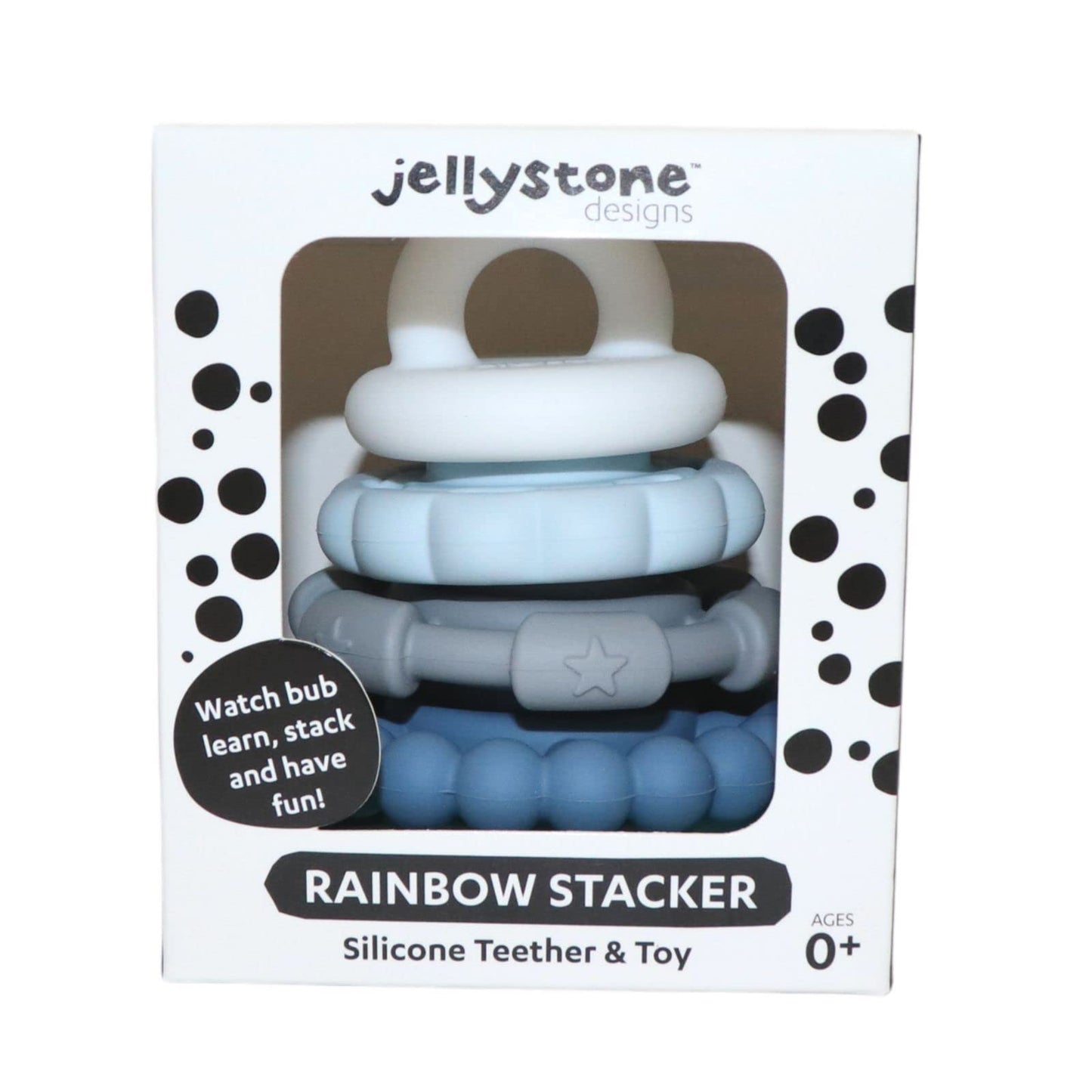 Jellystone Designs Baby Stacking & Teething Rings Toy Set - 5 PCS Soft Silicone Stacker for Educational Development, Safe, BPA-Free Ocean Color