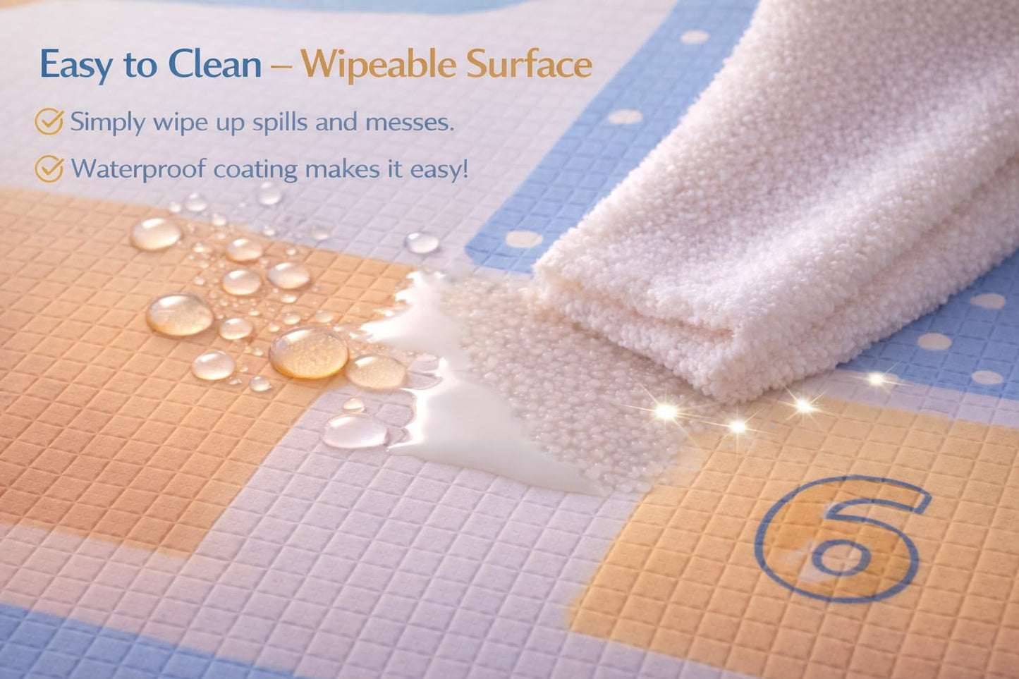 DAN&GO Extra Large Baby Play Mat, Foldable, Double-Sided, Beige, Non-Toxic XPE Material, Portable Activity Floor Mat for Babies 0-12 Months & Kids, Educational Design (Ocean, 71 * 79 * 0.4)