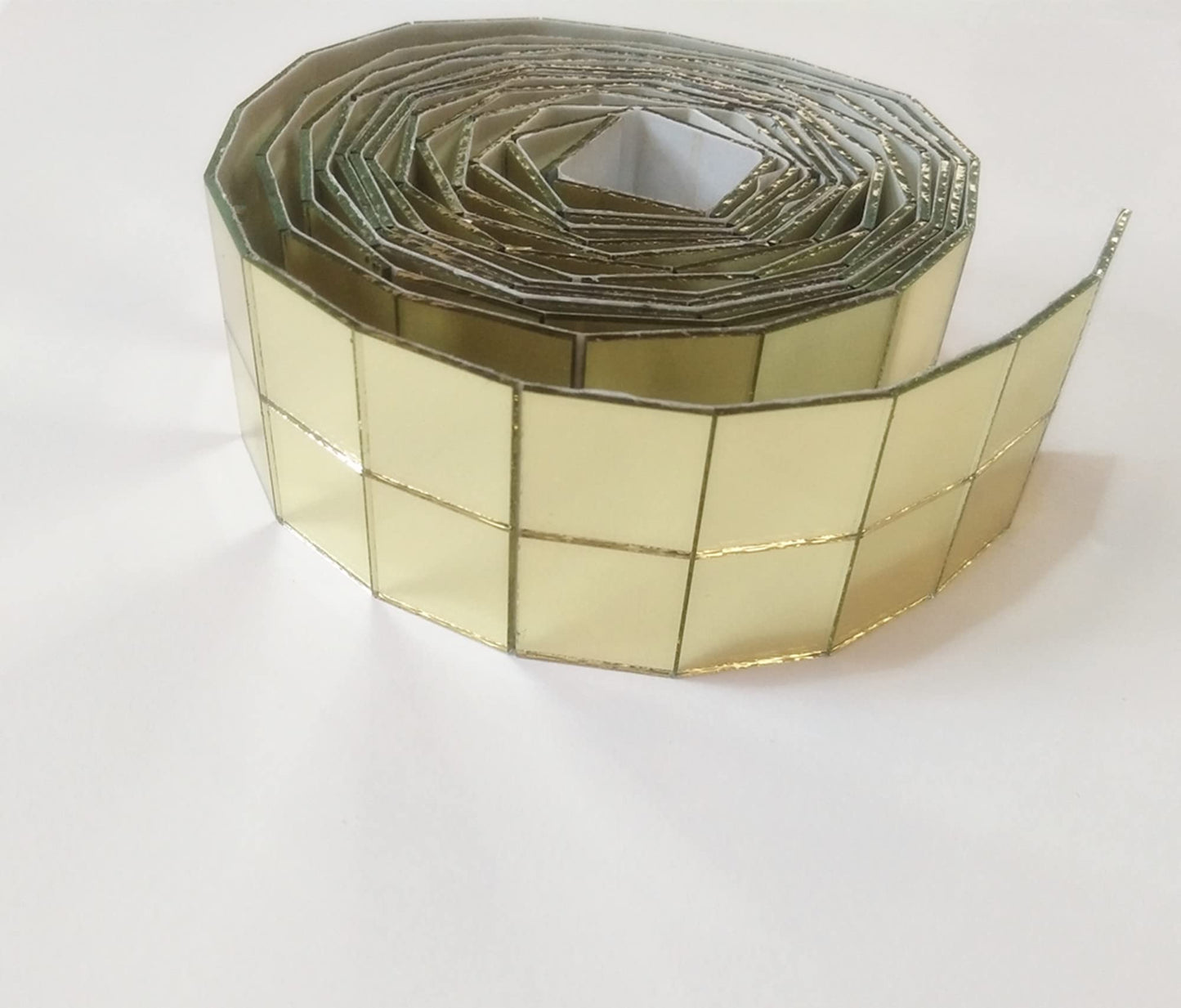250PCS of 3/4'' Glass Mirror Roll Tiles for Crafts, 2CM Mini Square Glass Mirror Tiles Self Adhesive Mirror Strips for Wall (2.5 Meters, Gold Mirror)