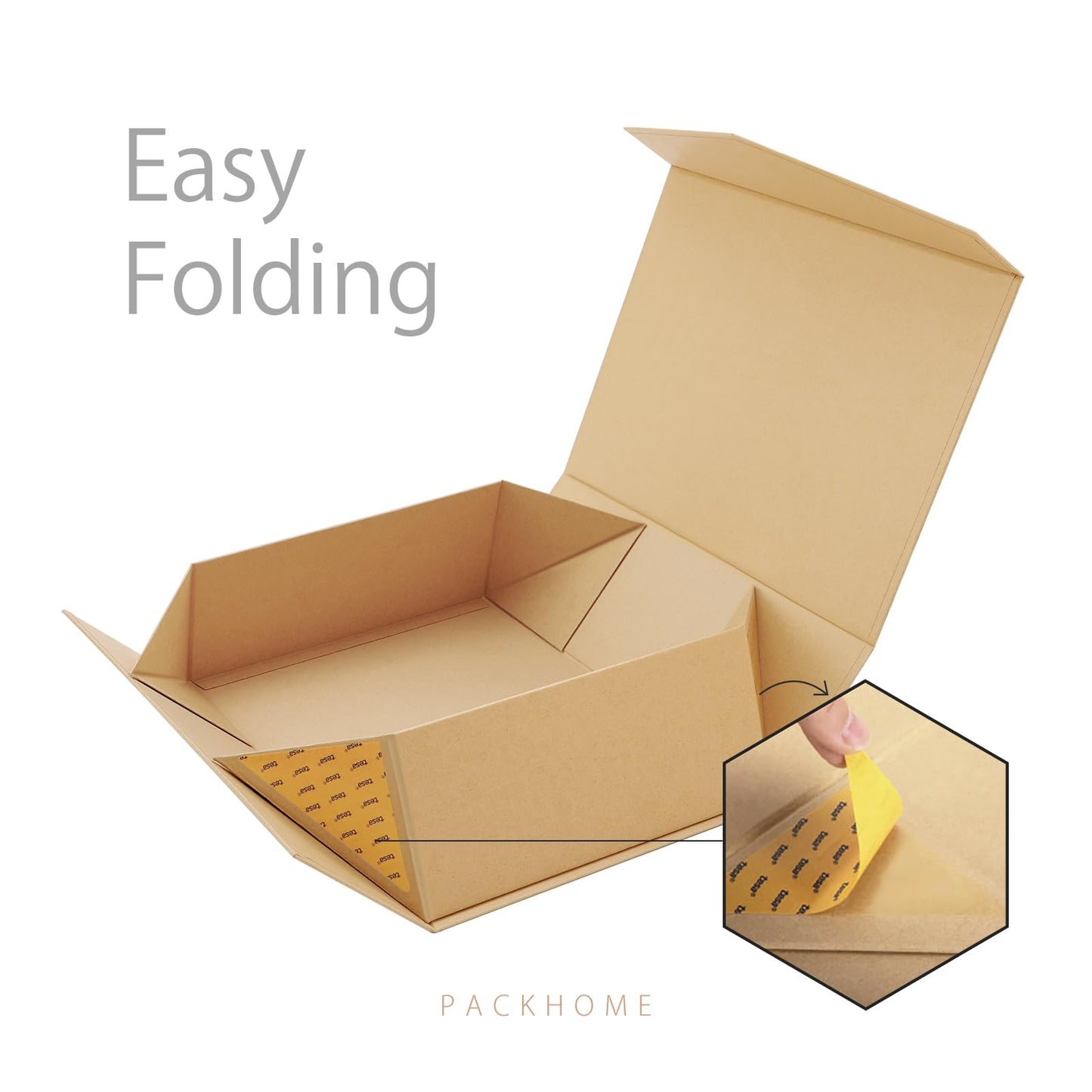 PACKHOME 6 Large Gift Boxes with Lids 13.5x9x4.1 Inches, Sturdy Collapsible Gift Boxes with Magnetic Closure (Kraft)