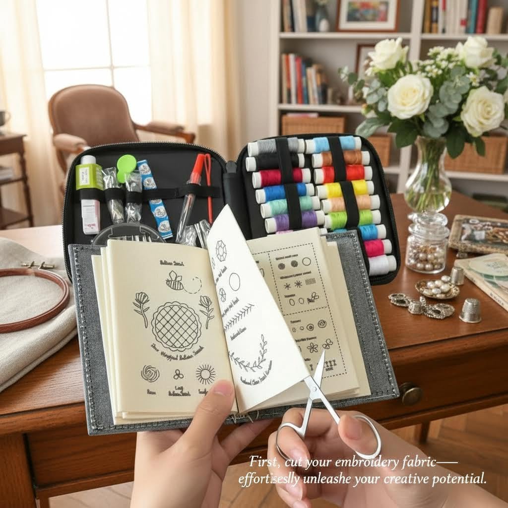 2026New Portable Embroidery Stitch Book Kit,embroidery sampler practice book diy Embroidery for beginners with instructions Gift for Easter All-Scenario Stitch Guide for Adults & Craft Lovers (1 Set)