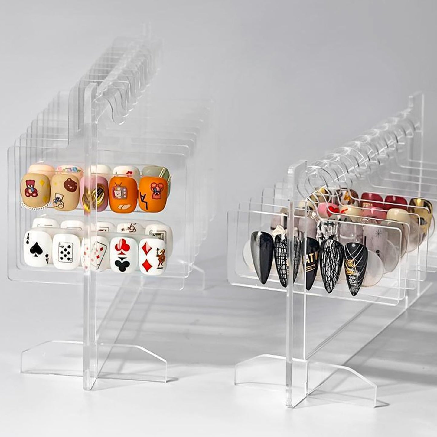 Hapivida Nail Art Display, Acrylic Hanging Transparent Nail Hanger Display Board Nail Sample Organizer Stand with 10pcs Hanger