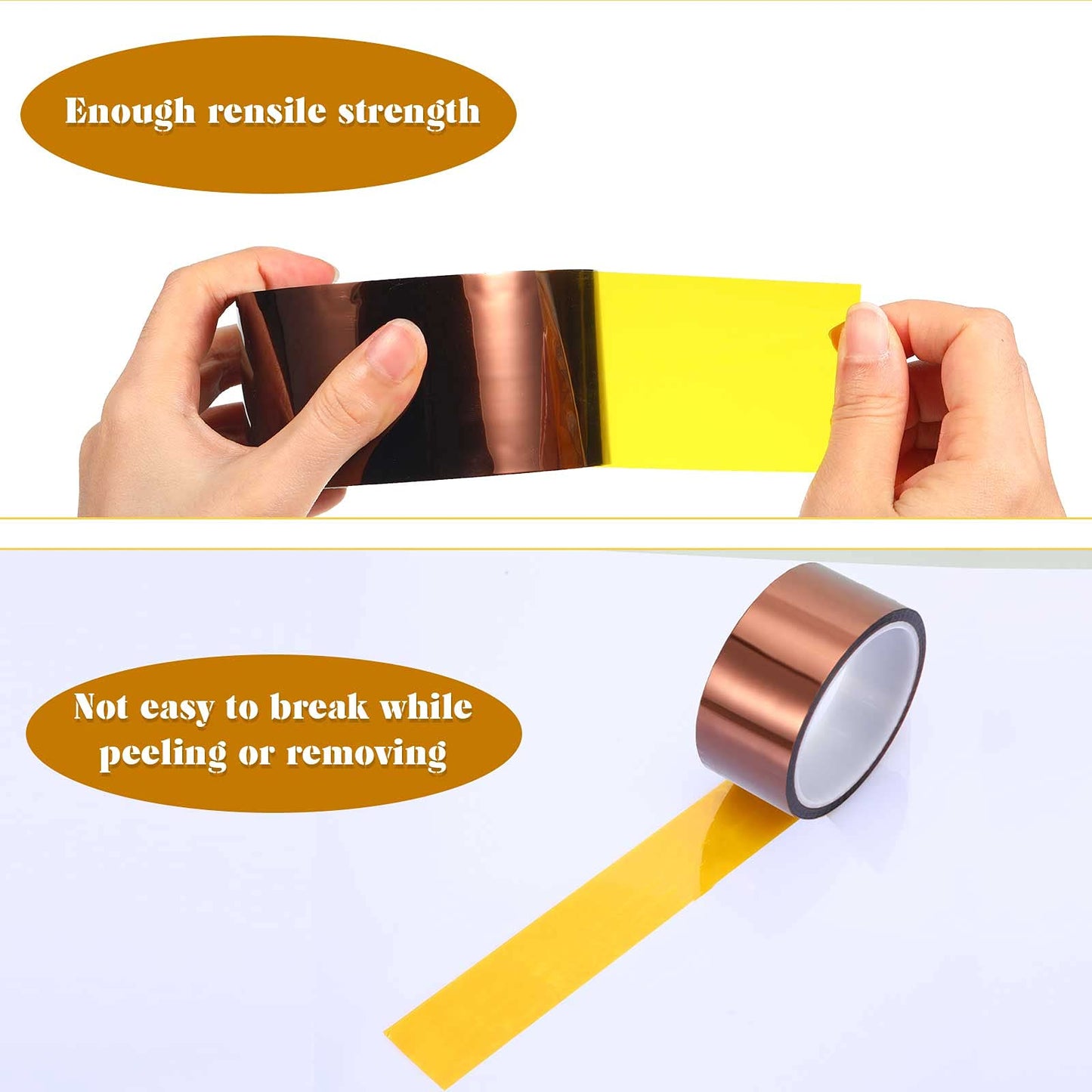 Outus 2 Rolls 30mm x 33m 50mm x 33m 108ft Heat Sublimation Tape High Temperature Transfer Tape Heat Resistant Polyimide for Electronics 3D Printers DIY Crafts (Dark Brown)