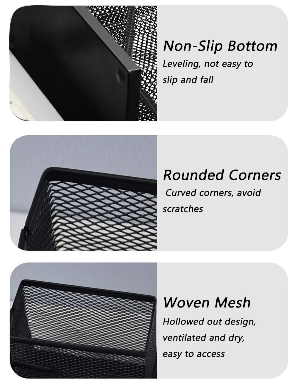 koofull Desk Organizer Desktop Mesh Pen Pencil Holder Caddy with 4 Compartments, Office Home School Classroom Accessories Cool Supplies