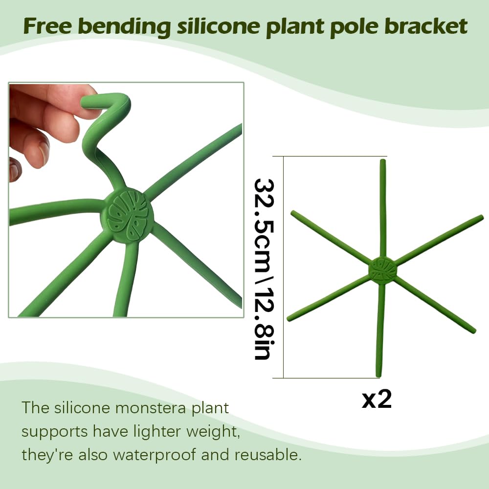 YjiaYjiaY 2 Pcs Free-Form Bending Silicone Plant Stem Support, L Size Flexible Hook Monstera Stem Supports, Reusable Silicone Plant Climbing Stakes Indoor Outdoor