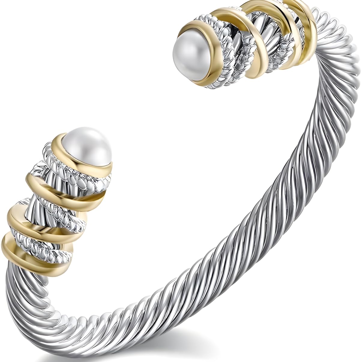 OSIRIDEH2 Elegant Twisted Cable Bangle Bracelet for Women - Open Cuff Classic Jewelry Gift for Anniversary, Valentine, Birthday (Twisted Cable Gold)