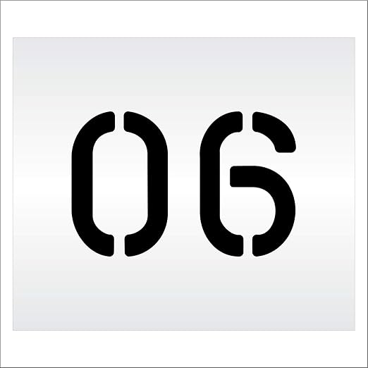 Pavement, Curb, and WheelStop Stencils - 6 inch Double Number Stencil - (06) - 6" x 9" x 1/8" (128 mil) - Pro-Grade