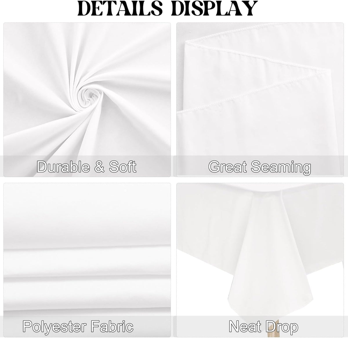 3 Pack Rectangle White Table Cloth Bulk Washable Polyester Table Cover for Wedding Dining Table Buffet Parties Banquet Decoration（60x102Inch, White）