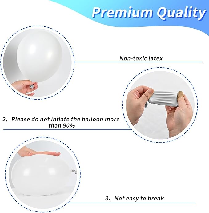 Snowflake Balloon, 12 Inch Ice Snow Blue White Balloons Pearl blue Metallic Blue Silver for Winter Wonderland Theme Snow Party Baby Shower Party Birthday Party Decorations