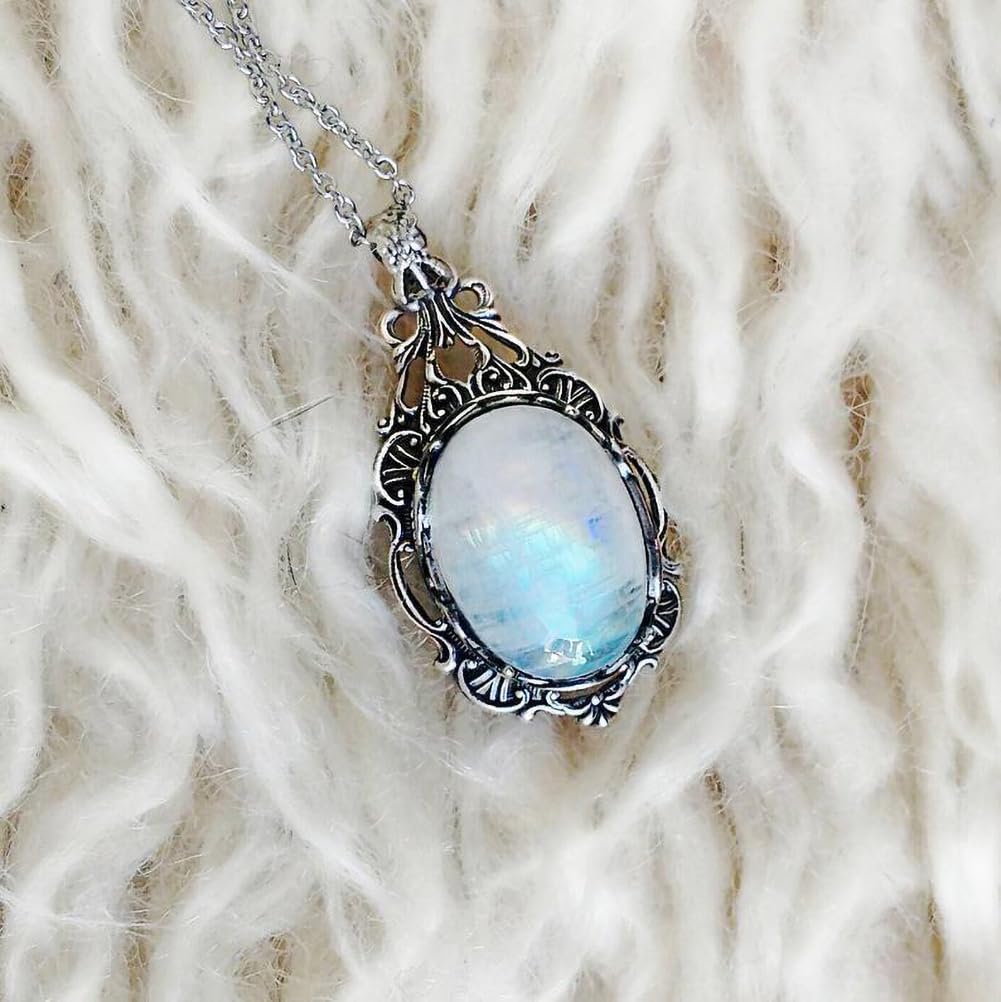 Vintage Moonstone Necklace for Women - Moonstone Pendant & Gemstone Necklace Gift for Her