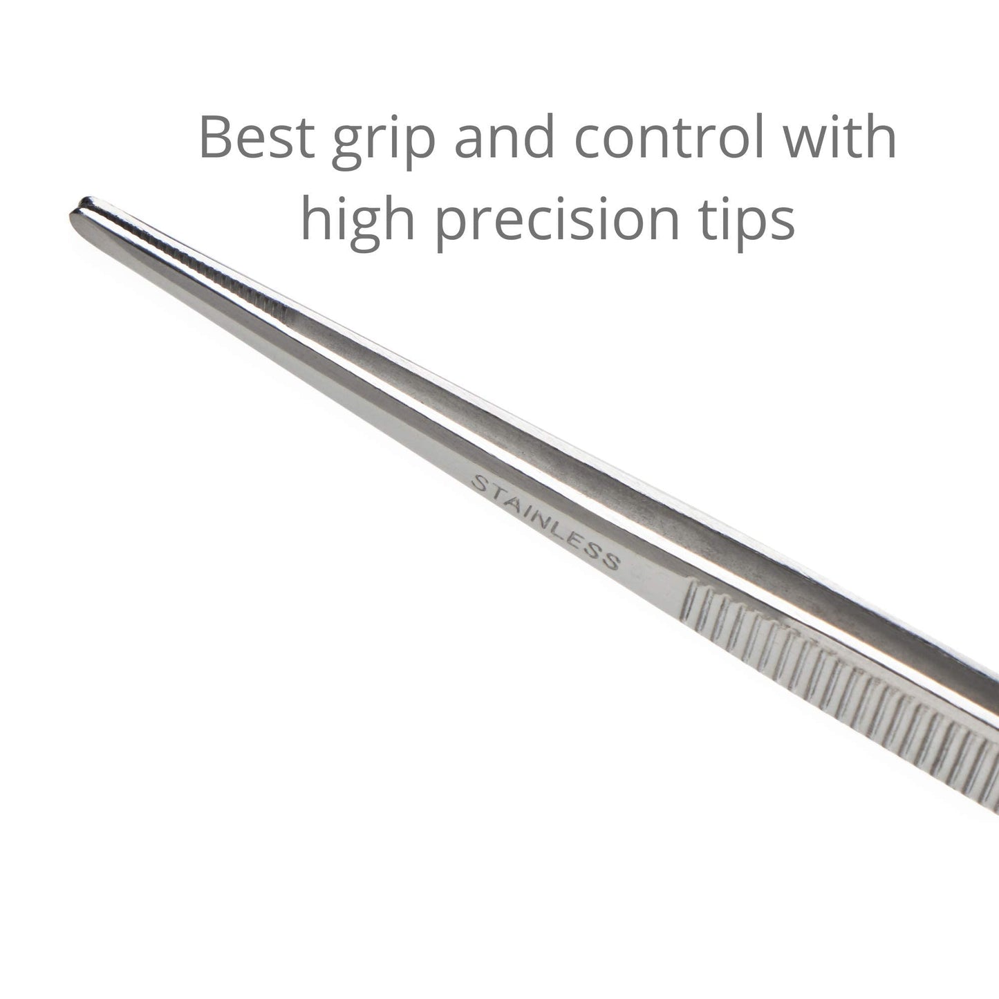 Beaditive 5.5-inch Sewing Machine Tweezers Set (3-pc) Serrated Straight Tips | Professional Grade, High Precision | Stainless Steel