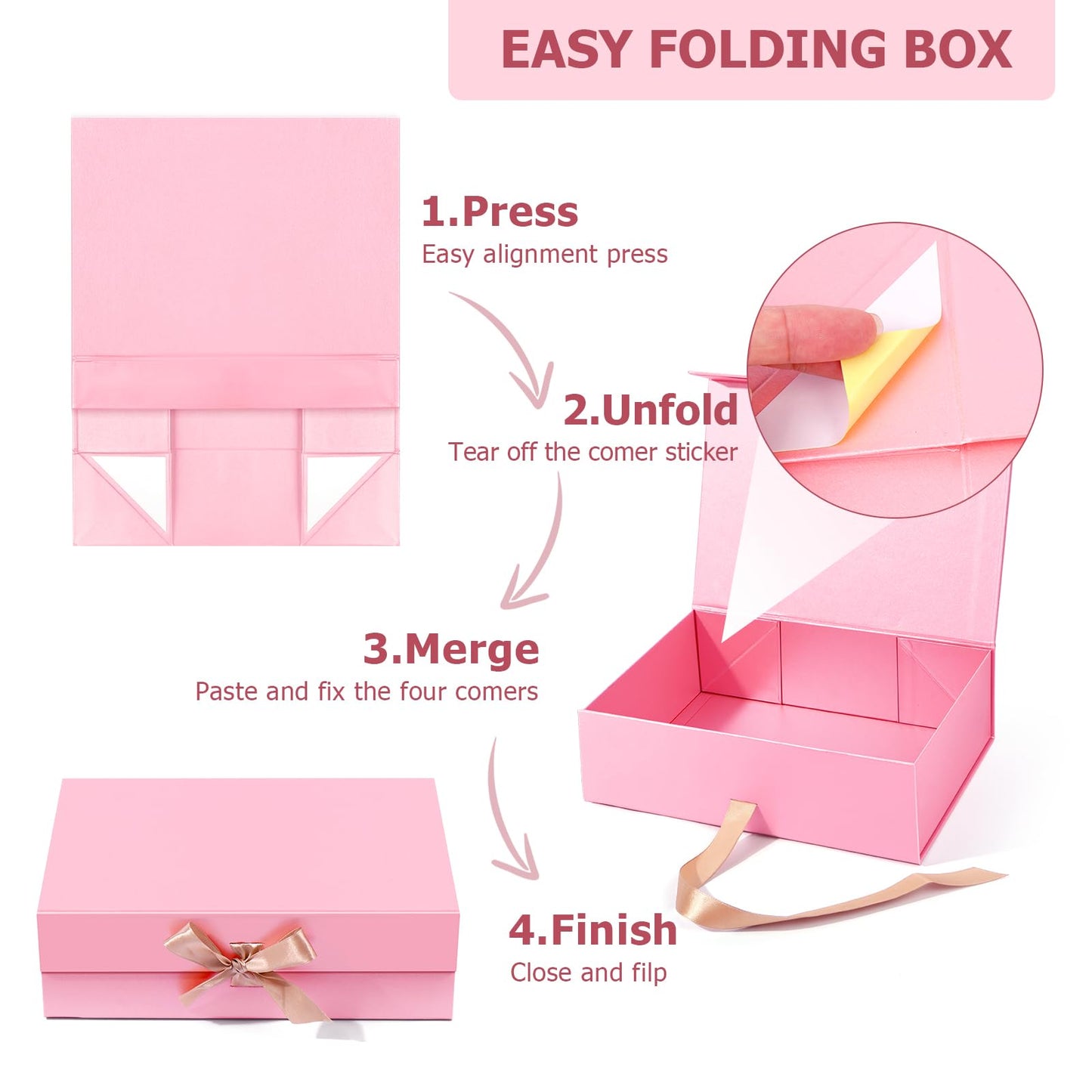 Giflsaidsprest Gift Box with Lid for Presents，10.24x7.48x3.15”White Boxes for Gifts with Ribbon and Magnetic Closure，Wedding，Valentine's， Gift Packging