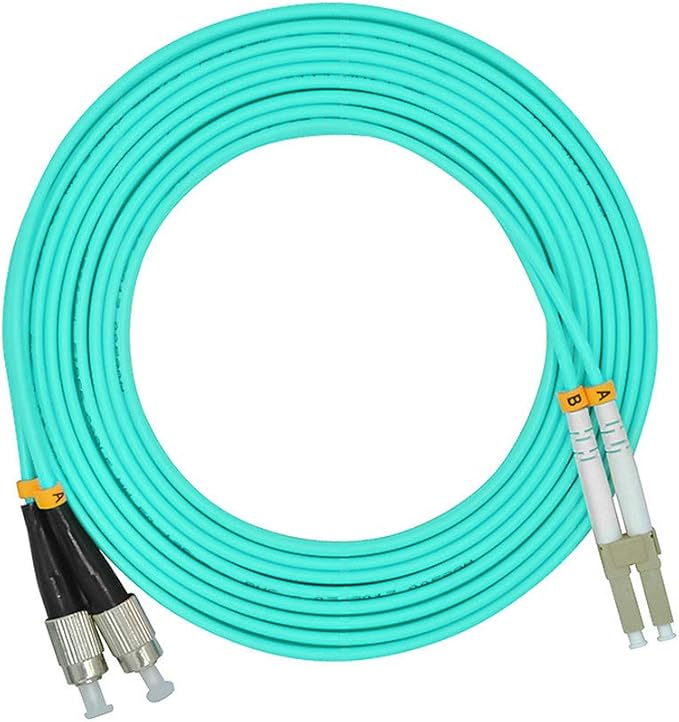 Jeirdus 1Meter 3ft LC to FC Duplex 50/125 10G OM3 Multi-Mode Fiber Optic Cable Jumper Optical Patch Cord LC-FC