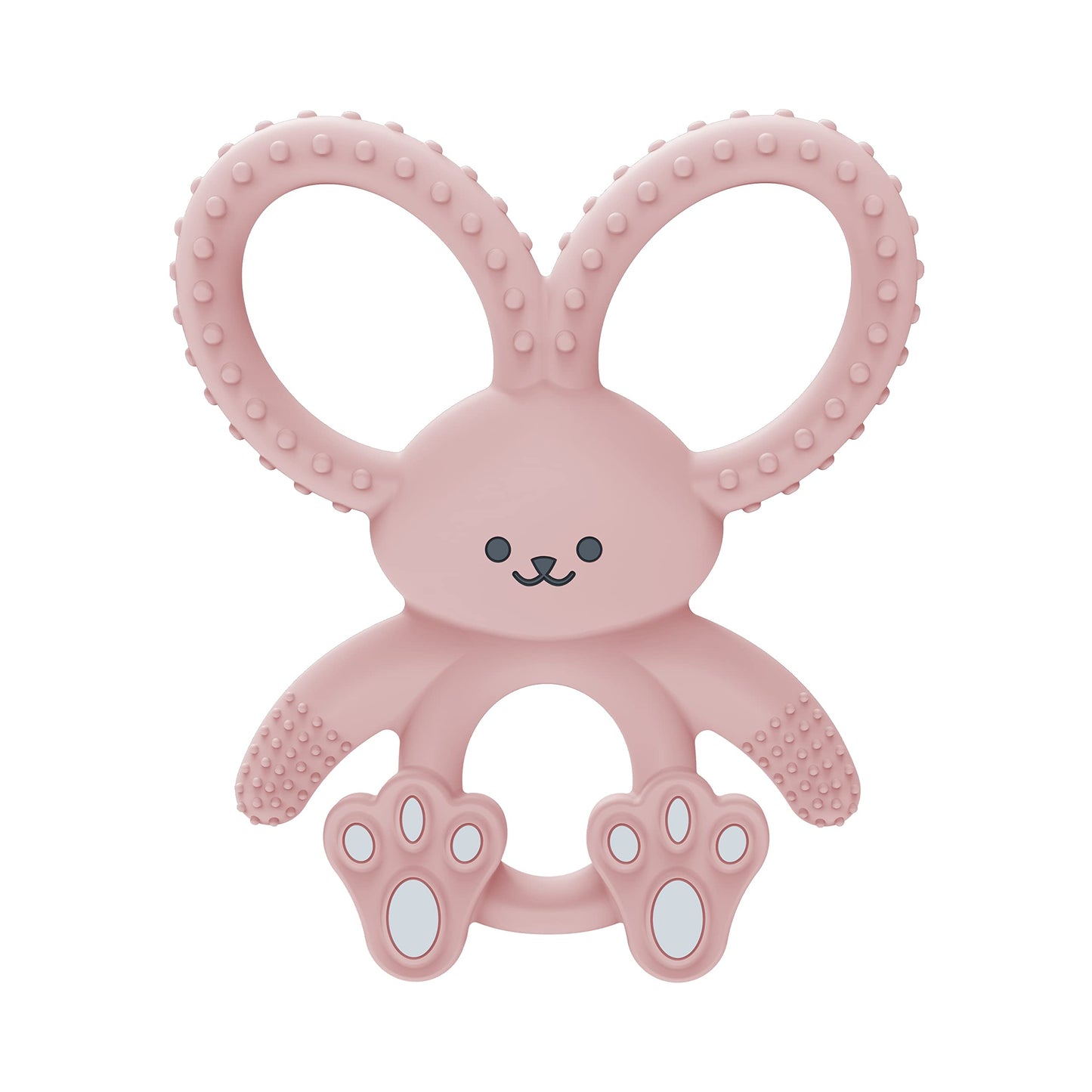 Dr. Brown's Flexees Gray & Pink Bunny Silicone Baby Teethers, BPA Free, for 3 Months+ Babies