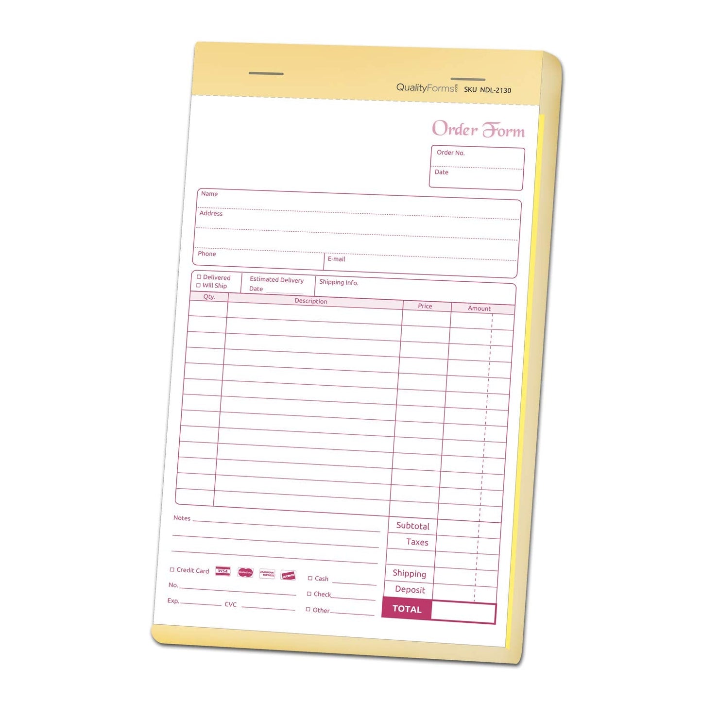 NextDayLabels - NCR Carbonless Order Forms, Bound Wraparound Cover, 50 Sets per Book. (5-1/2 x 8-1/2" - 2 Part)