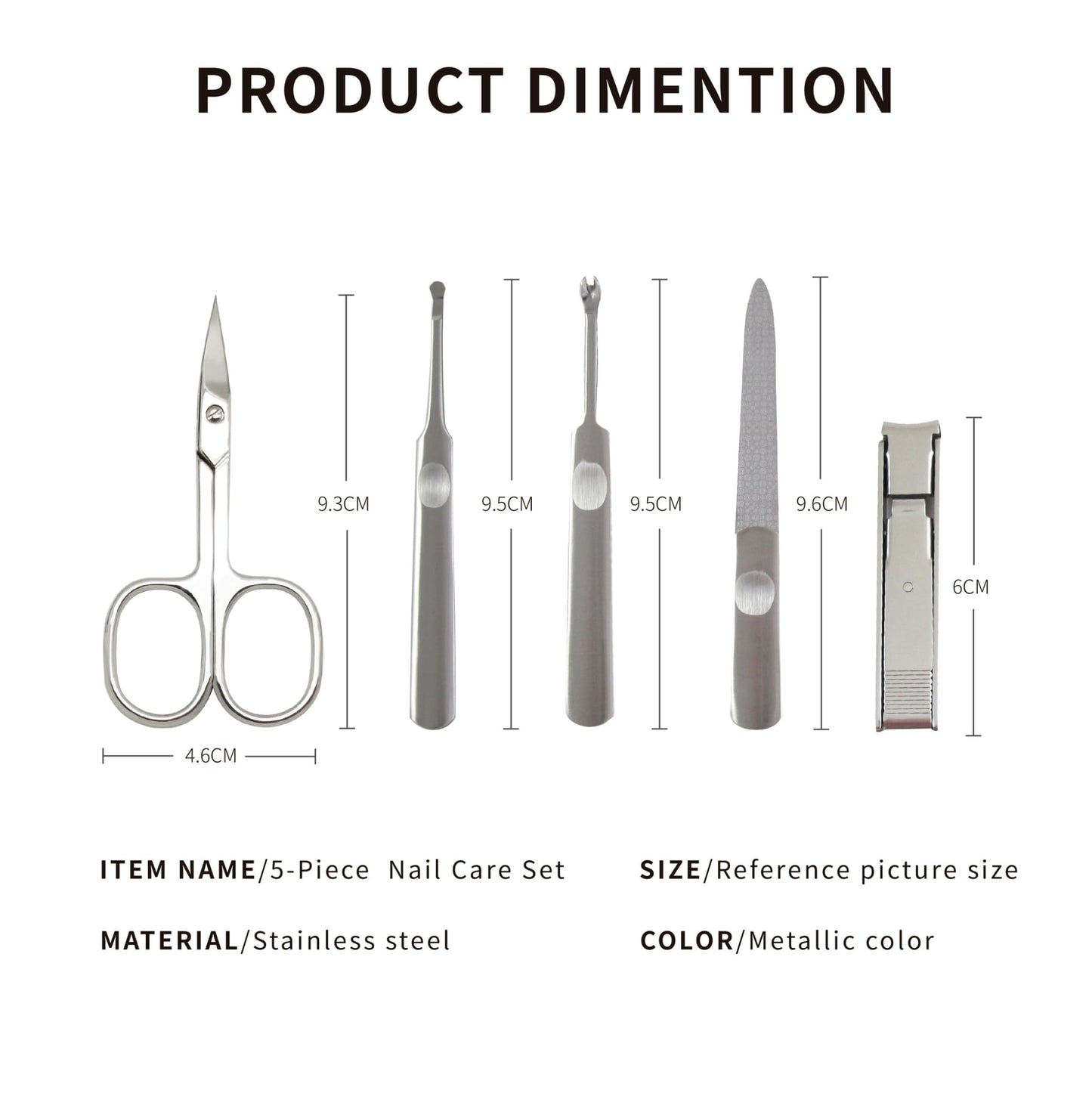 Professional Manicure Kit, 5pcs Stainless Steel Nail Clipper Set with Leather Travel Case, Brown, SUNDEN MK4517
