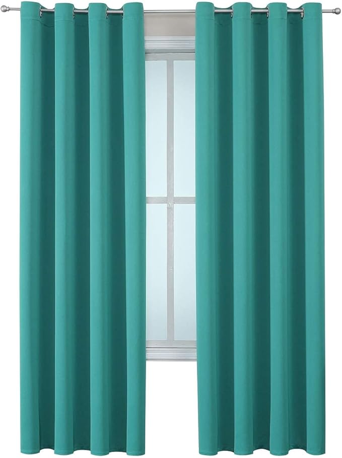 ChrisDowa Grommet Room Darkening Curtains for Bedroom and Living Room - 2 Panels Set Thermal Insulated Blackout Curtains (Teal, 52W x 95L)
