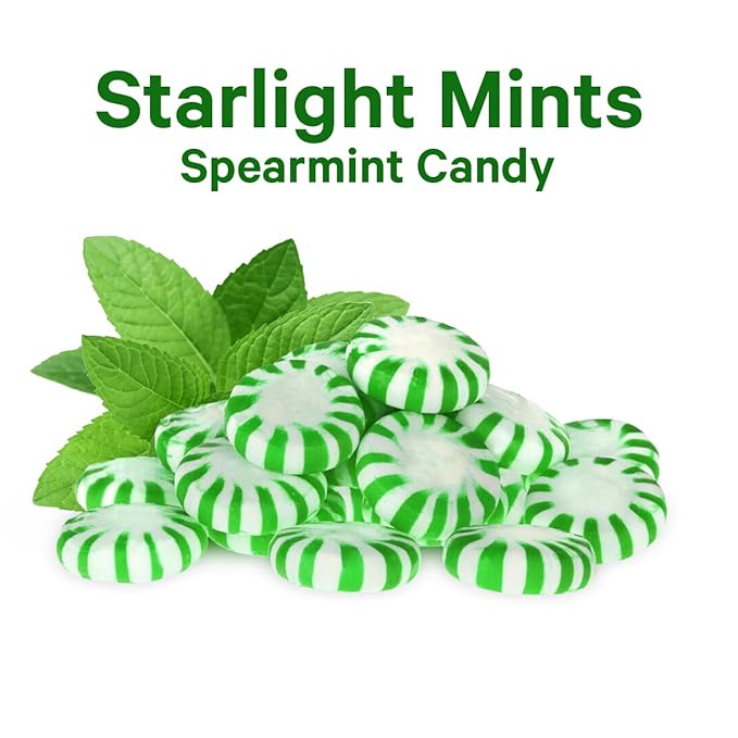 Starlight Spearmint Individually Wrapped Candy, 2 Pound Bulk Pack, Sweets for On the Go Refreshment, Starlight Mints Bulk Candy.