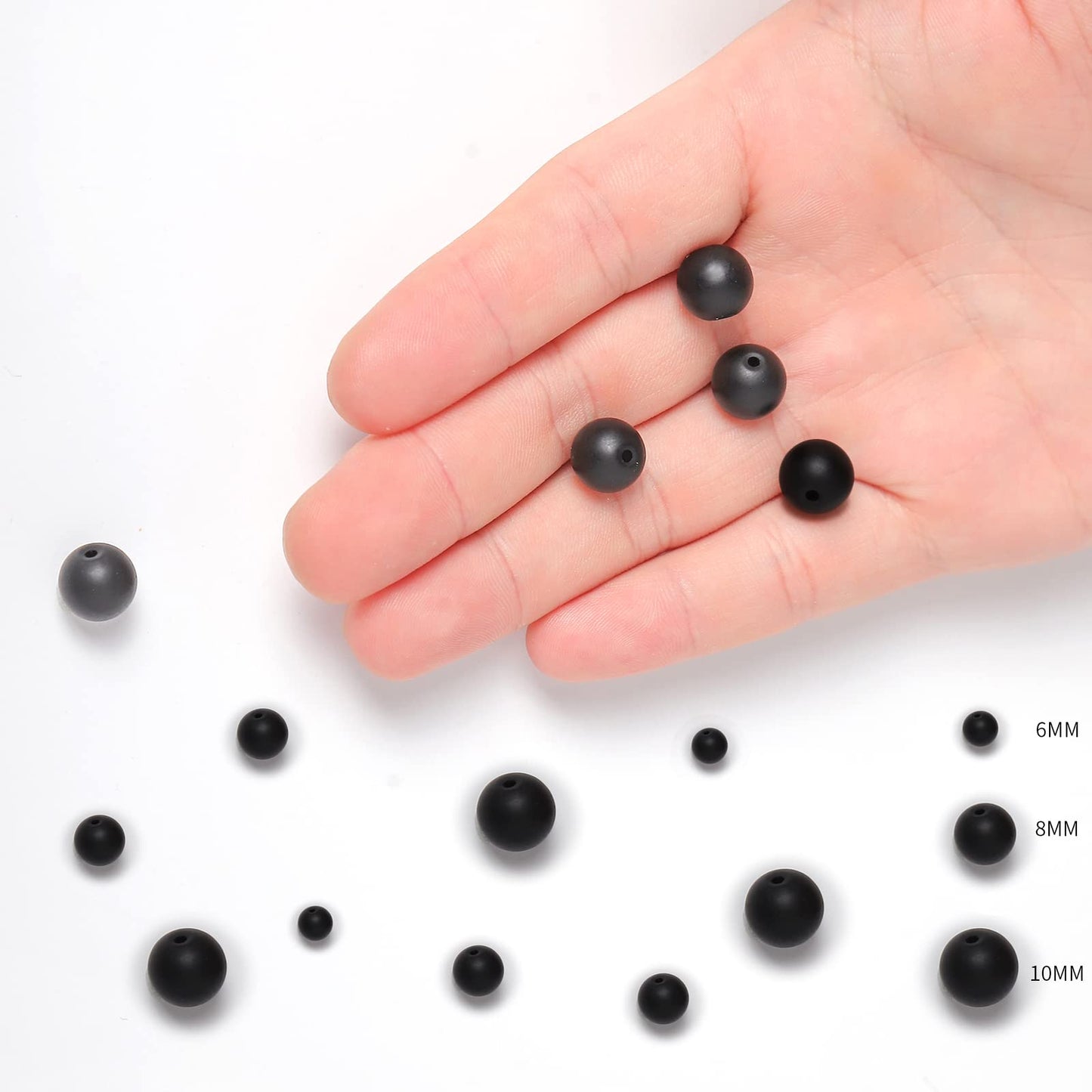 45pcs 8mm Natural Matte Black Onyx Agate Gemstone Beads Energy Healing Crystal Round Loose Stone Beads for Jewelry Making, DIY Bracelets Necklaces