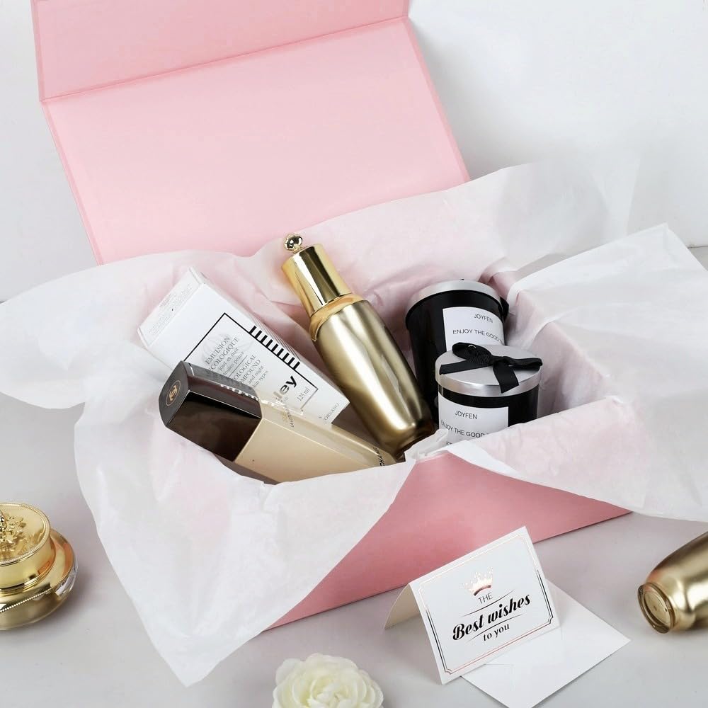 UoeRing 6 Pack Pink Gift Box 11.5x8x4 inch Luxury Gift Box for Presents with Magnetic Lid Collapsible,Bridesmaid Proposal,Contains Card, Ribbon, Tissue Paper,Shredded Paper Fille