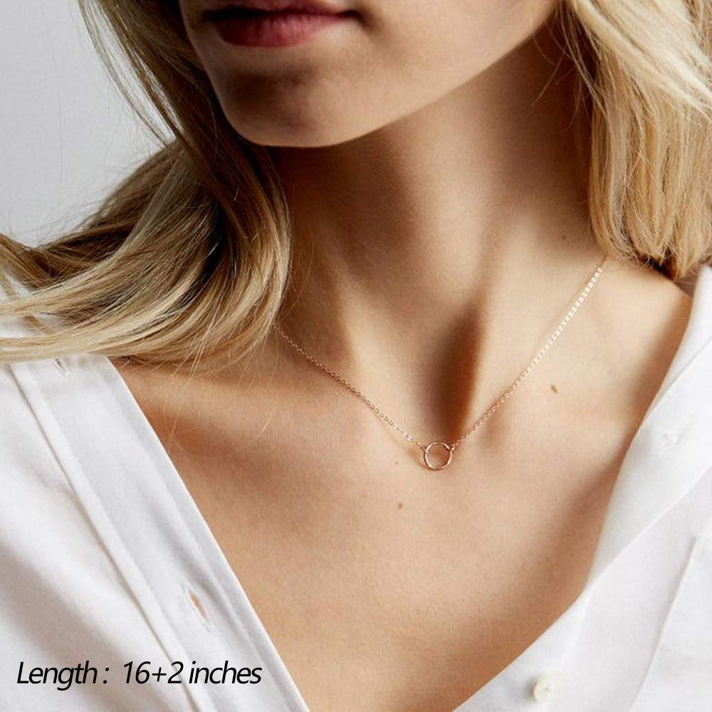 Dainty Layering Simulated Pearls Necklace Circle Necklace Simple Delicate Handmade Y Pendant Necklaces for Women