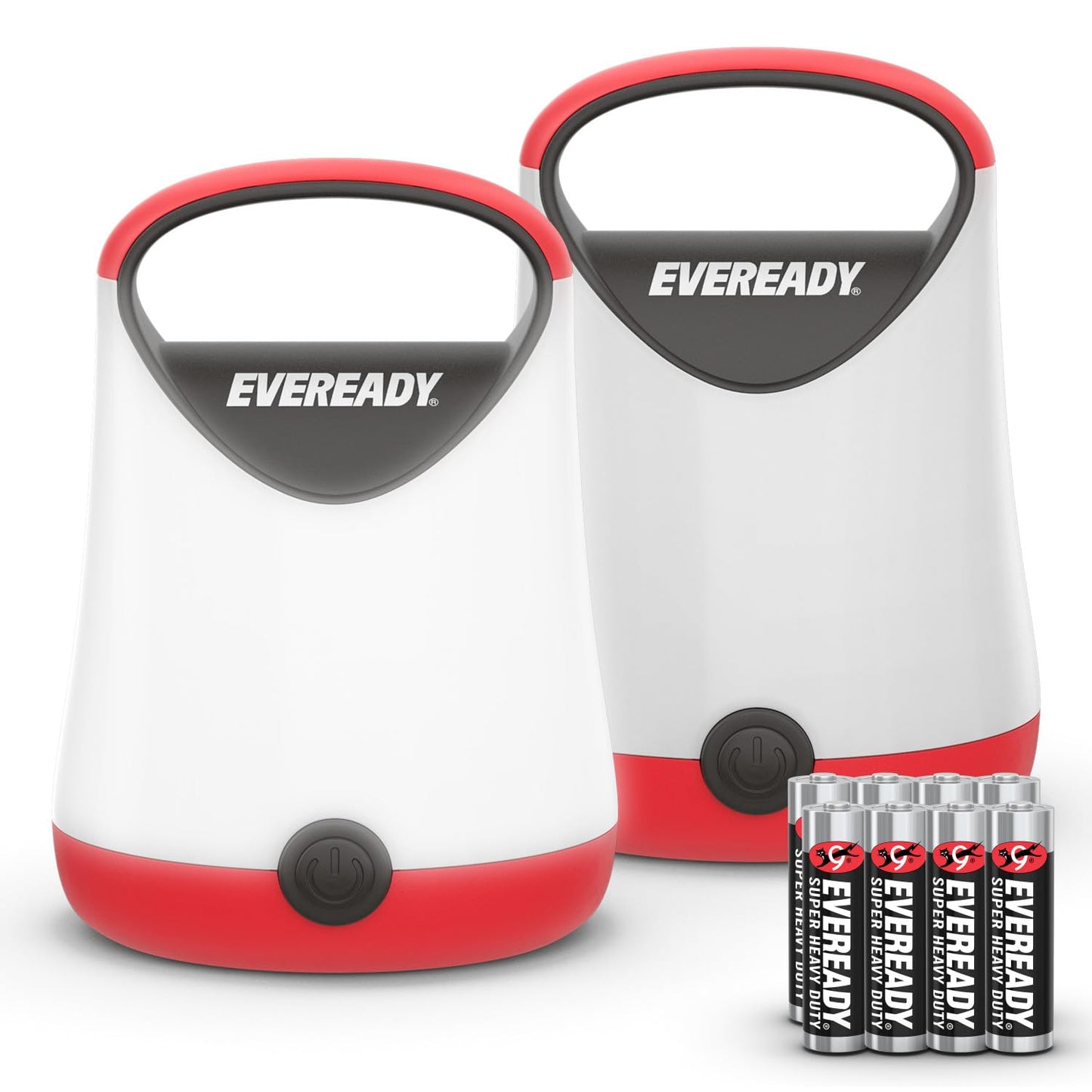 Eveready LED Camping Lantern X-250 (2-Pack), Super Bright Tent Lights, Rugged Water Resistant LED Lanterns, 100 Hour Run-time (Batteries Included), Red and Black