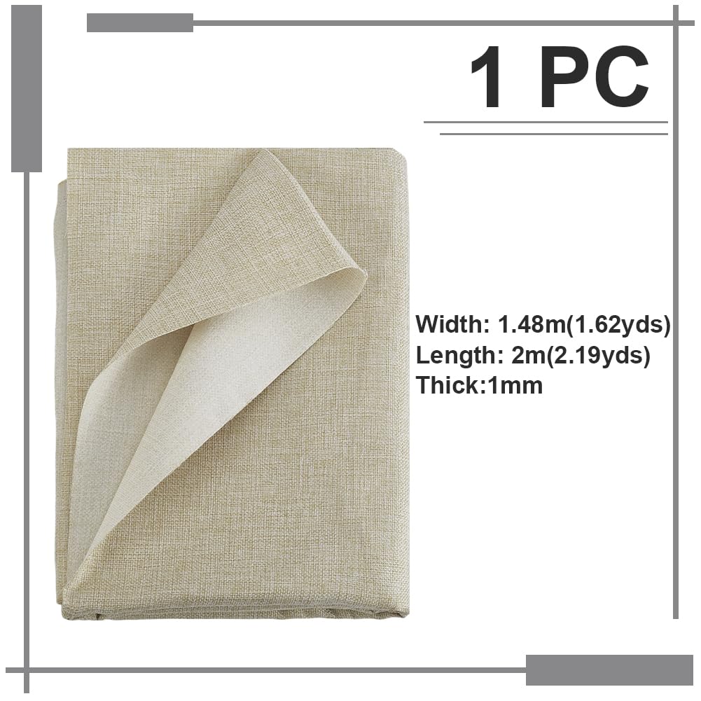 AHANDMAKER 2 Yards Thick Canvas Upholstery Fabric 58 Inch Width Premium Polyester Material DIY Sofa Accessories for Home Decor, Furniture Reupholstering, Craft Projects (Beige)
