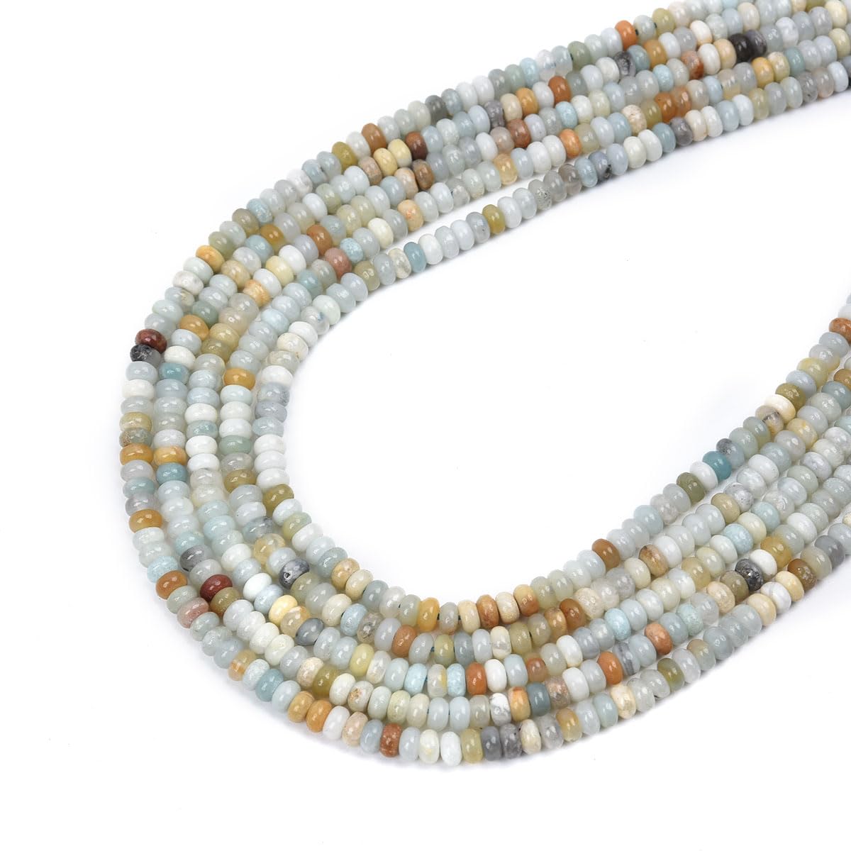 160pcs 4x2mm Natural Amazonite Disk Rondelle Spacer Stone Semi Precious Gemstone Loose Beads for Jewelry Making 15 Inch