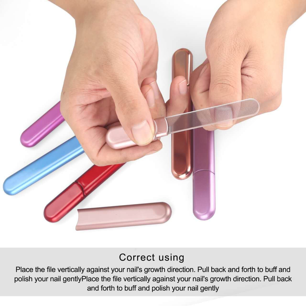 MiDenso Premium Glass Nail File with Case, Crystal Diamond Salon Best Beauty Nail Buffer for Natural and Acrylic Nails for Woman and Man, Wine Red