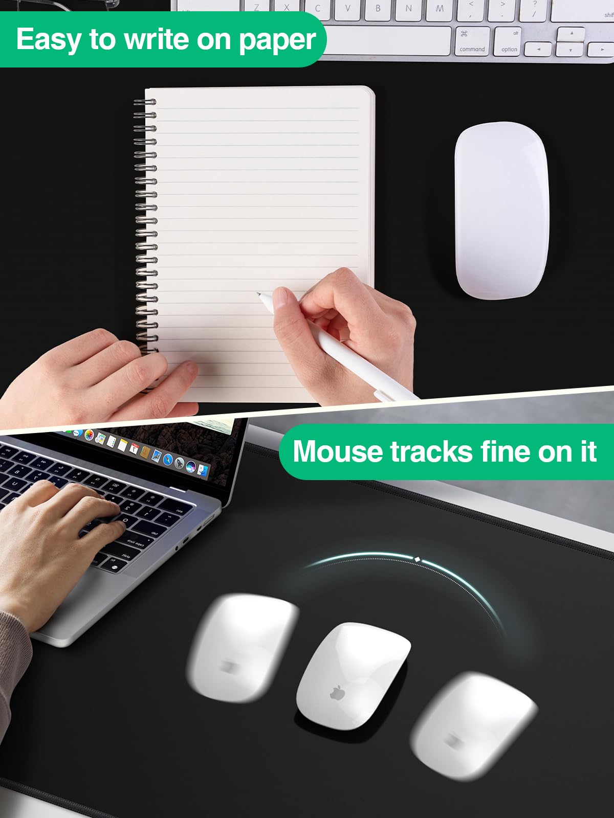 Mouse Pad with Magnetic Wireless Charging, Large Desk Mat, Non-Slip Mouse Mat, Keyboard Pad for Gaming, Desk, Office, PC (The Left Charging-Black with 20W PD Charger)