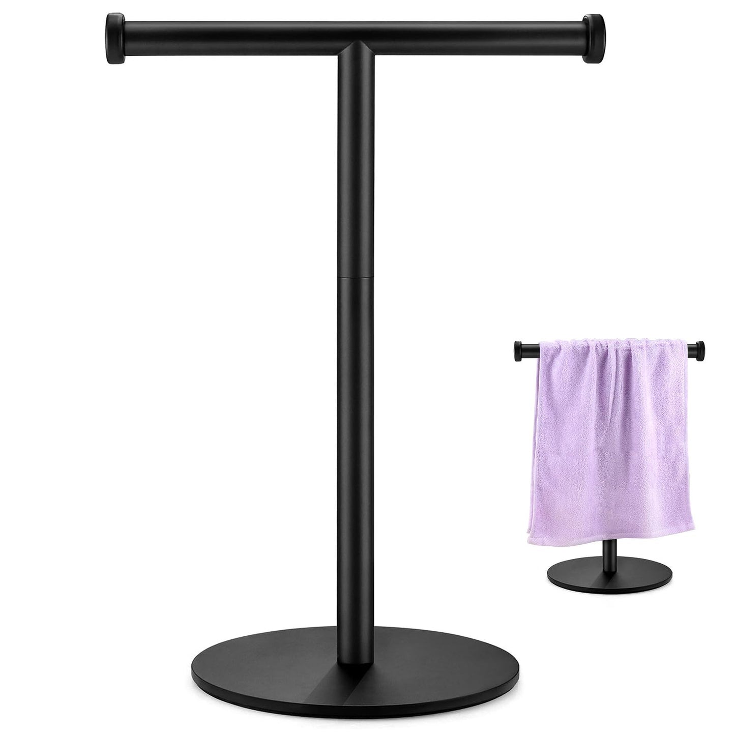 Hand Towel Holder, Matte Black Bathroom Towel Racks, Countertop Towel Stand, T-Shape Towel Holder for Bathroom Kitchen, Size 11" L x 6.7" W x 16.1" H
