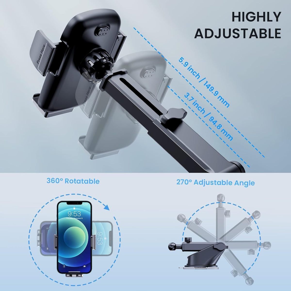 Phone Holders for Your Car Automobile Cell Phone Holder Car Mount for iPhone Universal Car Dashboard Mount Fit All Phone