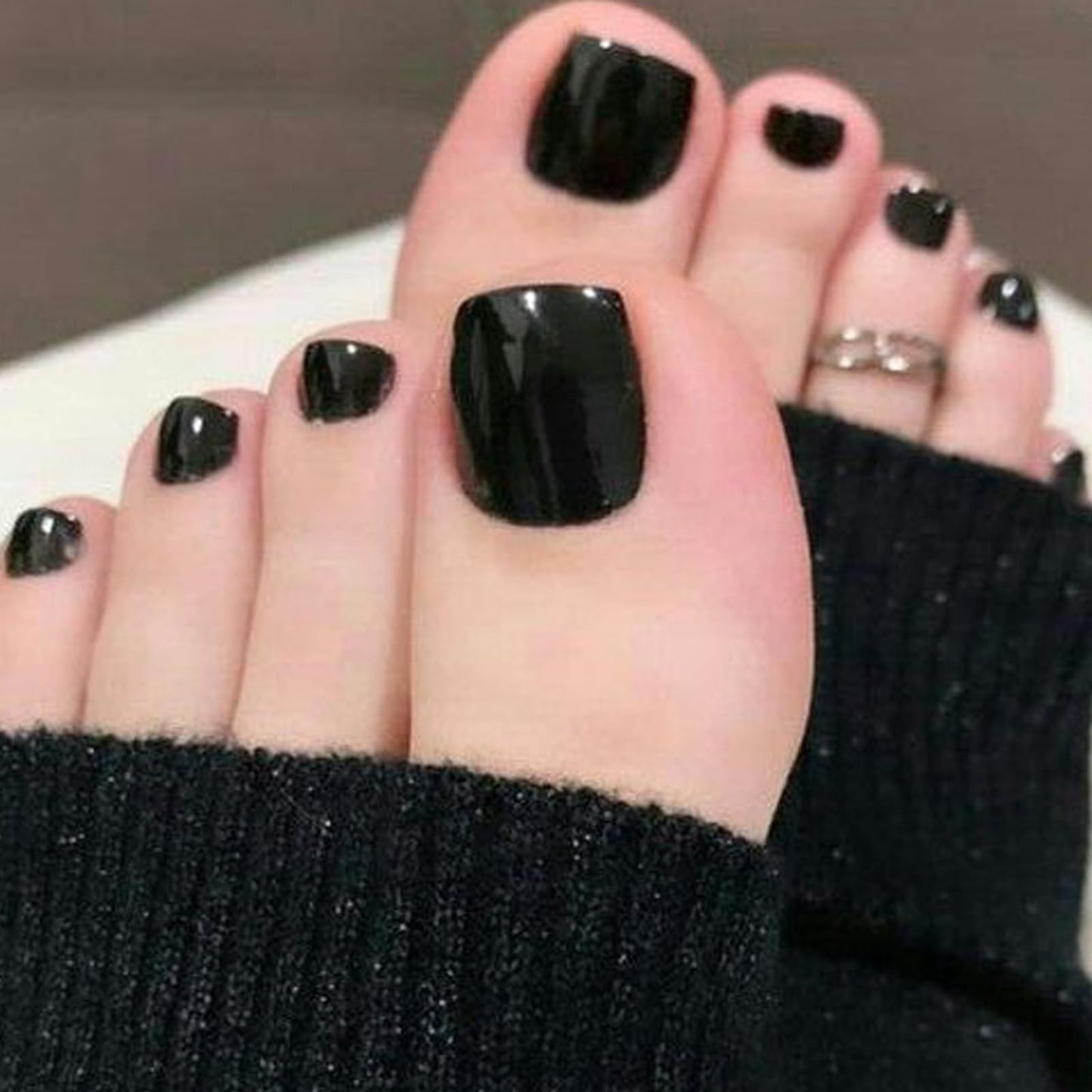 GLAMERMAID Press on Toenails,Dark Red and Black Toenails Press ons,48 Pcs 2 Sets UV Glossy Glue on Toenails for Women Girls,Reusable Acrylic Stick on Toenails for Spring Summer