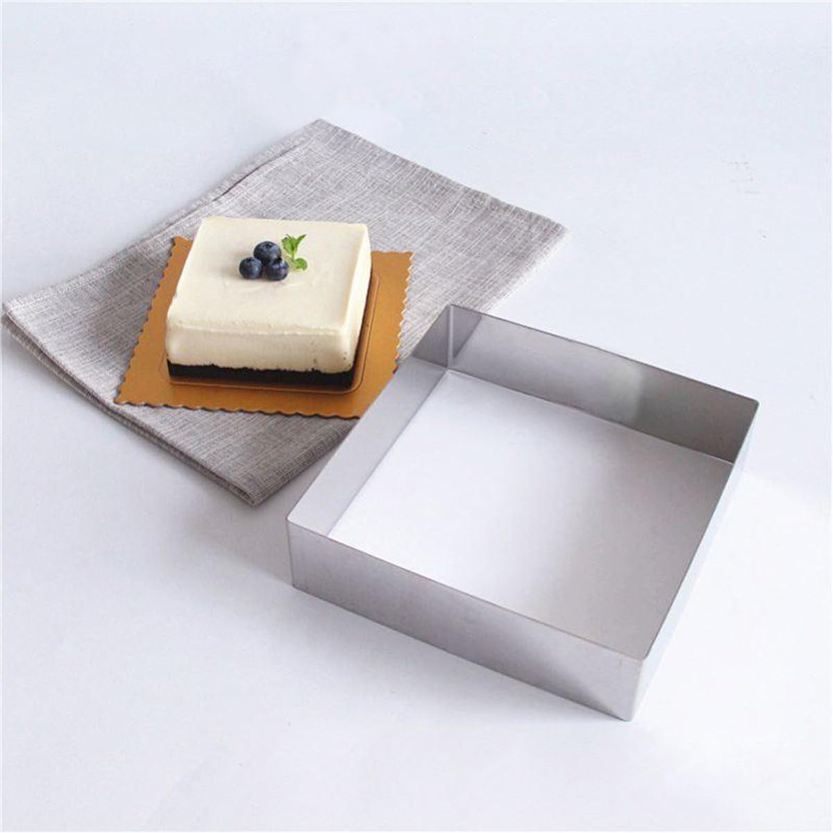 Cake Ring,Cake Mold,4/6/8 Inch Round Cake Mold, 3 Packs Rectangular Cookie Cutter Set, Stainless Steel Biscuit Cutters for Cooking Crumpets Eggs Pastry Mousse Desserts(Silver - Square)