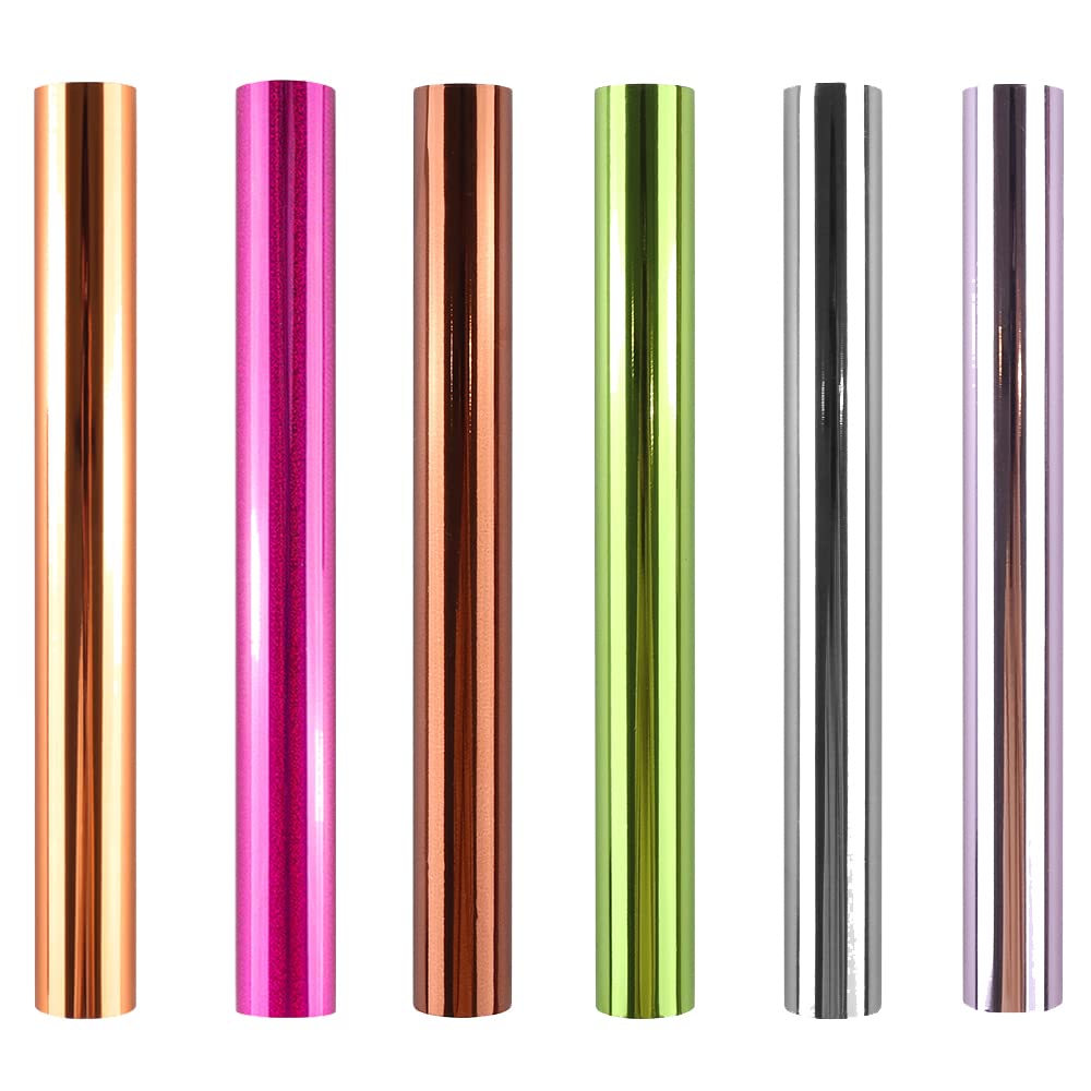 CYFUN DESIGN 6 Color Metallic Foil Paper for Arts & Crafts, Classroom Activities & Artists Toner Reactive Foil Roll 7.6"x196"