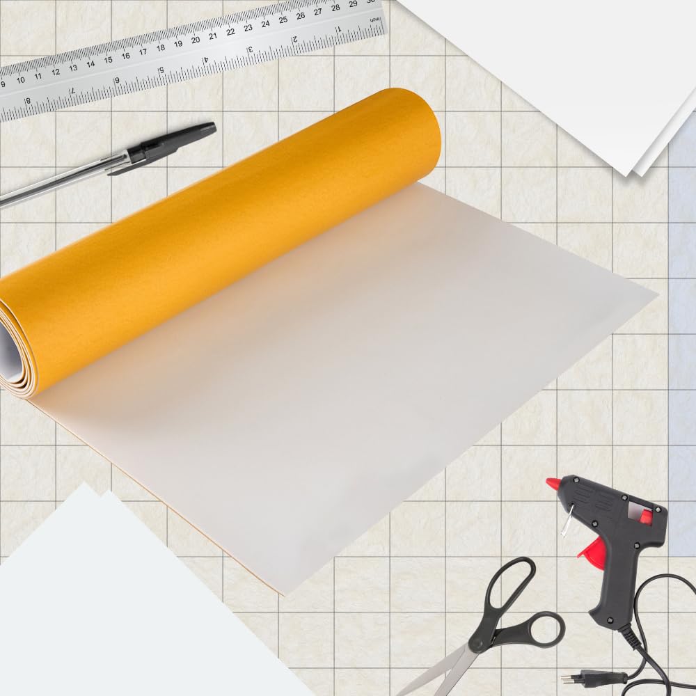 Premium High Density EVA Foam Sheet with Adhesive Backing 15” x 59” White Foam Mat - Craft Foam Sheet for Cosplay Costume, Crafts, Padding, DIY Projects and Insulation Weather Stripping Sheets Roll