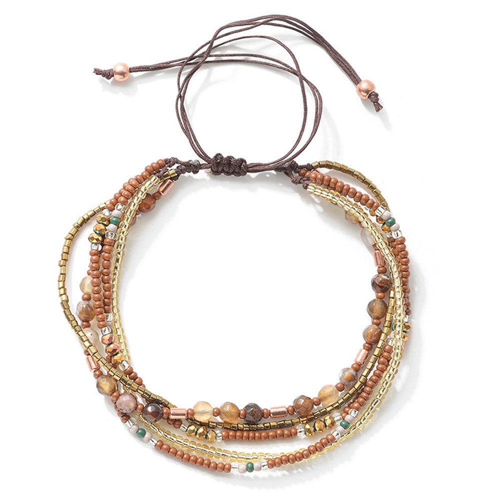 JOYA GIFT Handmade Adjustable Wrap Bracelet Bohemian String Braided Beads Anklets Gifts for Women