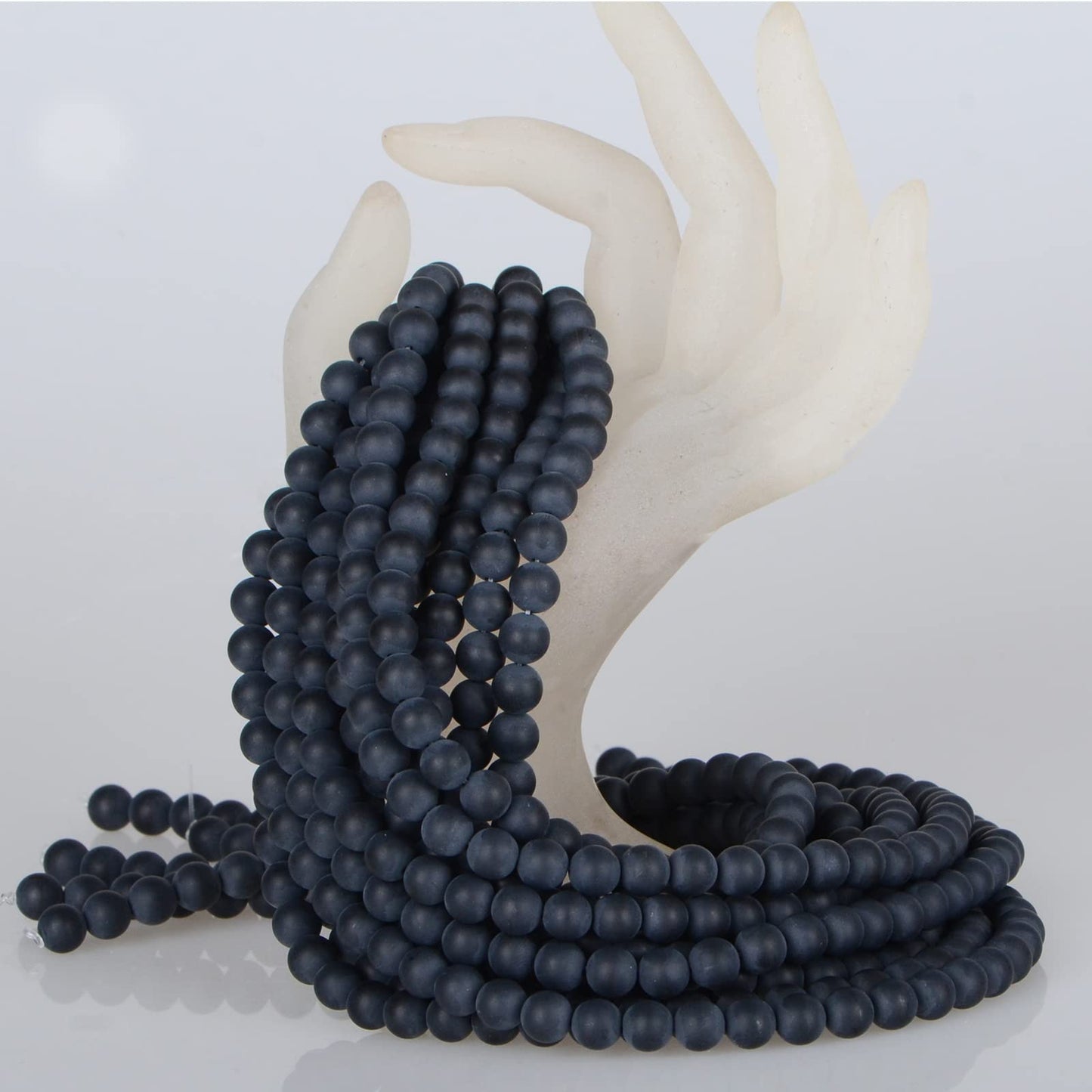 ICAI Beads（Matte Onyx） Natural Stone Gemstone Round Loose Beads Crystal Energy Stone Healing Power for Jewelry Making DIY,1 Strand 35-37pcs（10mm）