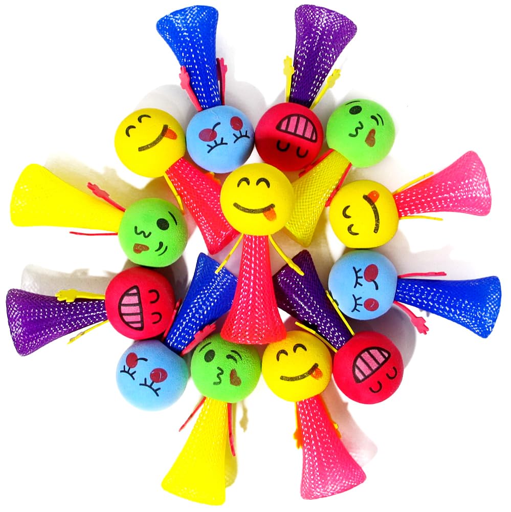 PROLOSO Jumping Popper Colorful Spring Launchers Bouncy Toy Balls 24 Pcs