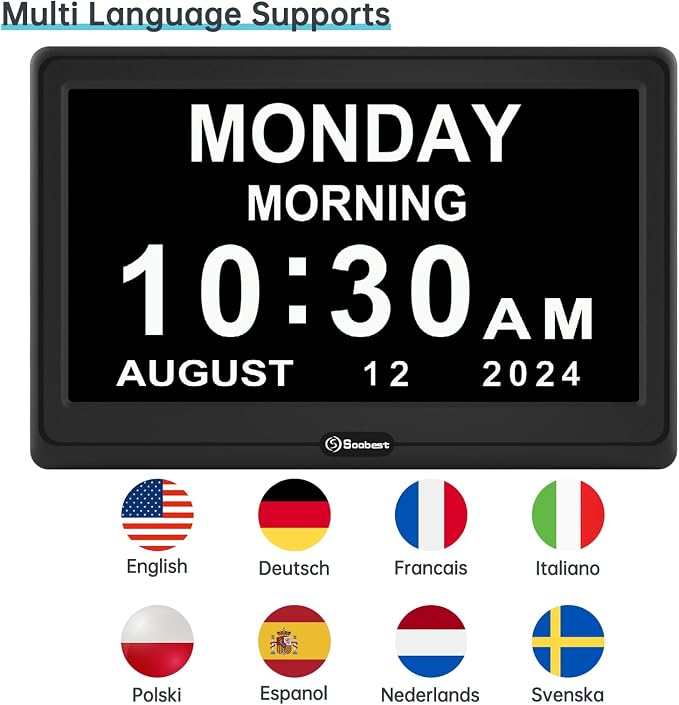 Soobest 12” Dementia Clocks for Seniors Extra Large, Digital Date Day Clock