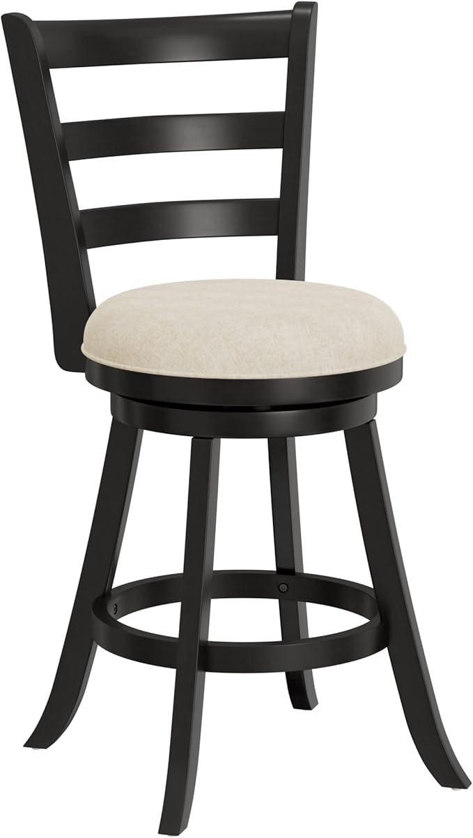 Hillsdale Laymon Wood Kitchen Counter Height Swivel Stool, Black