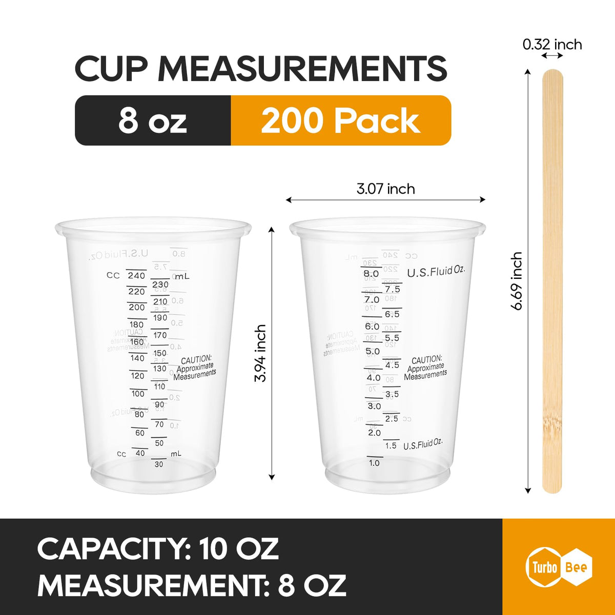 Plastic Measuring Cups 8OZ (200 Count)