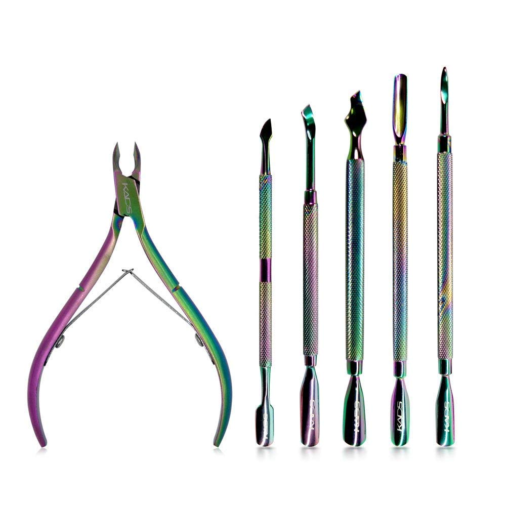 Rainbow Stainless Steel Nail Cuticle Pusher Double Ended Cuticle Remover Cleaner Manicure Pedicure Tool (set)