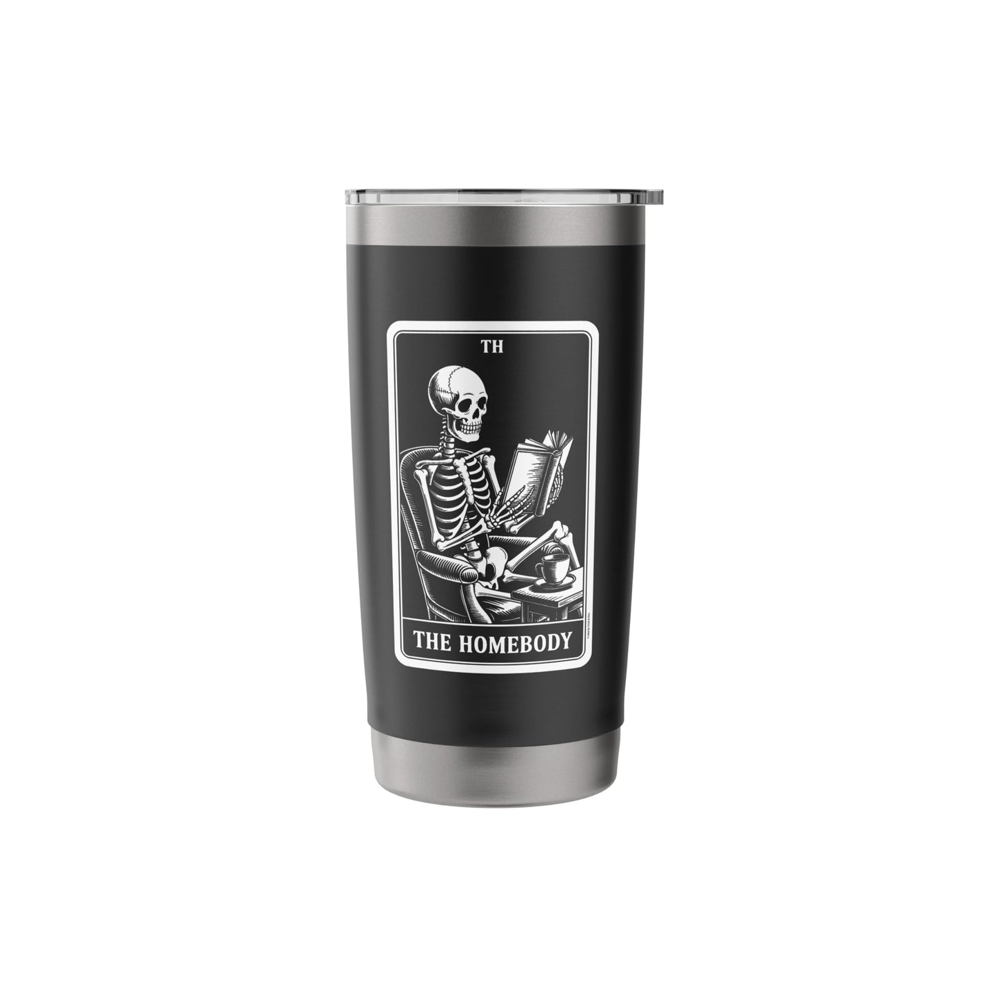 The Homebody Tarot Card Indoorsy Skeleton Introvert Stainless Steel Insulated Tumbler