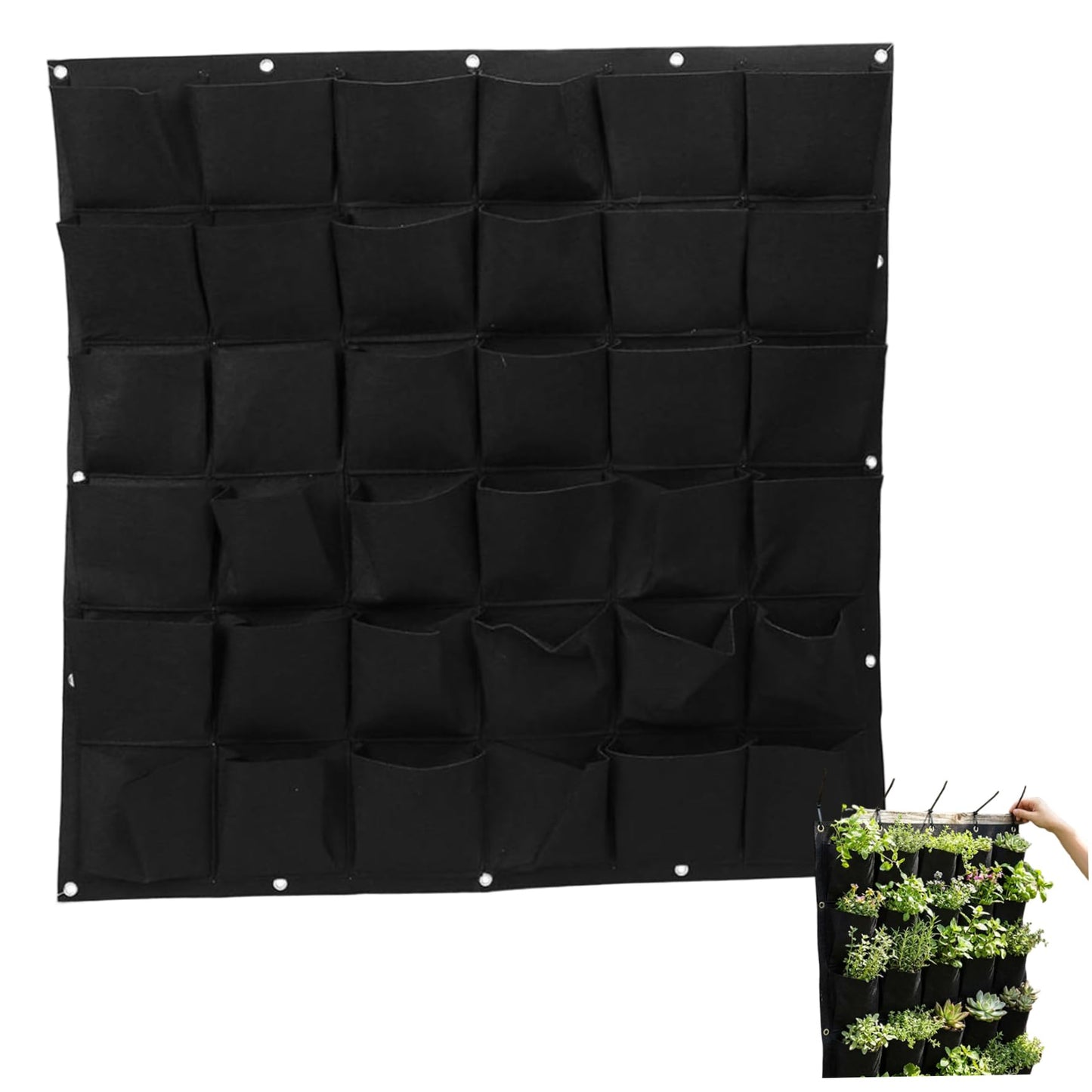 Peosaard Wall Planter, Vertical Garden Planter with 36 Pockets, Living Wall for Indoor Outdoor Use, Thick Non-Woven Fabric Planting Bag (Black, 39.4"x39.4"), Vertical