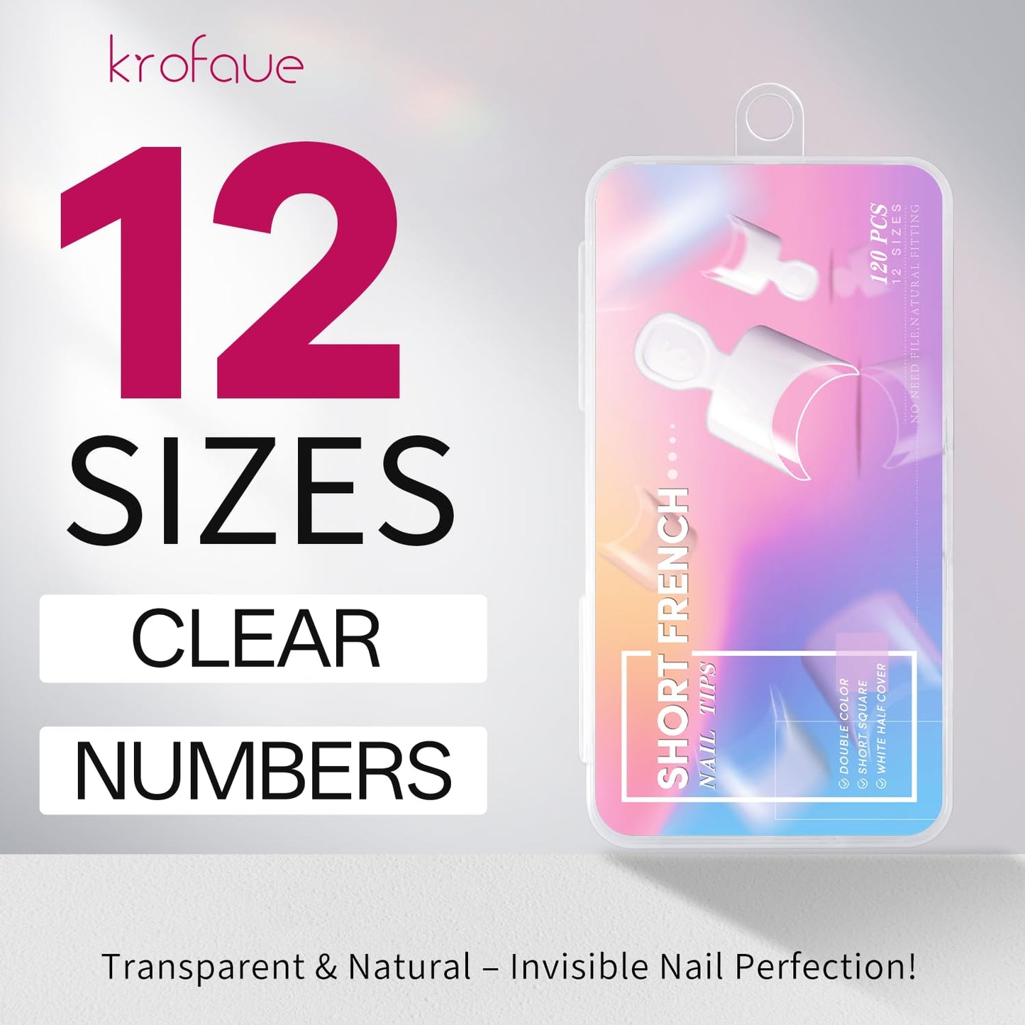 krofaue Short French Nail Tips - 120PCS Acrylic Nail Tips White French Fake Nail Tips Art Tips 12 Sizes Half Cover False Nails Short Wrap Edge Square Nails with Case for Nail Extensions DIY