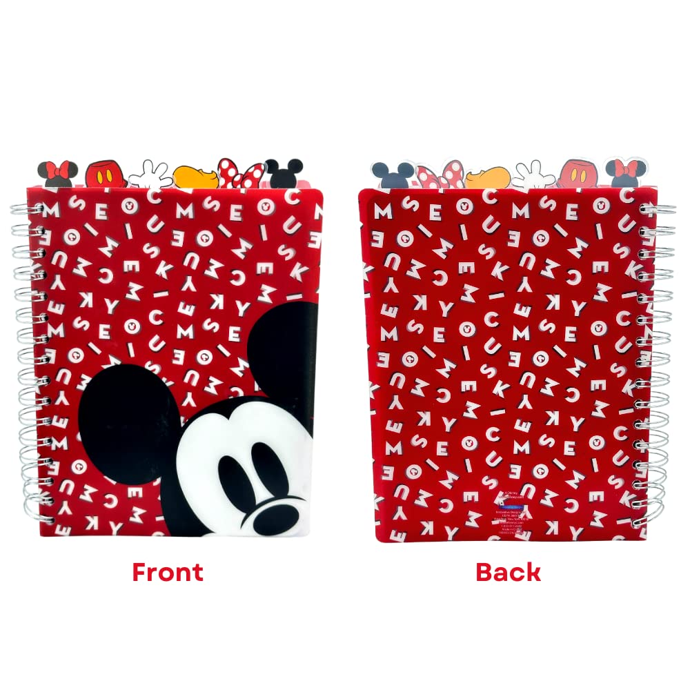 Disney Minnie and Mickey Mouse Journal Notebook, Spiral Bound, 144 Lined Pages, 8 x 7 inches, Red