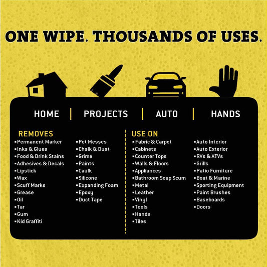 Tub O' Towels Heavy-Duty Multi-Surface Cleaning Wipes – Extra-Large 10" x 12", 90-Count Canister – Removes Grease, Tar, Ink & Tough Stains – Safe for Home, Auto, Garage & More
