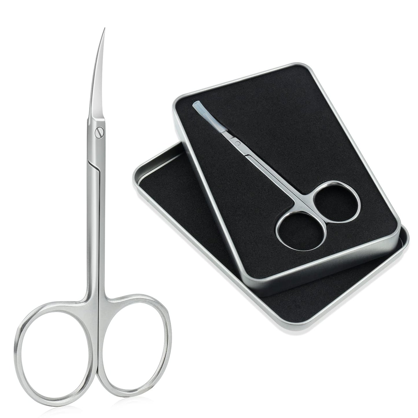 Qunzhao Cuticle Scissors for Women and Men Curved Stainless Steel with Tip Grooming Blades Manicure Nail for Dry Skin Nail Scissors (2)