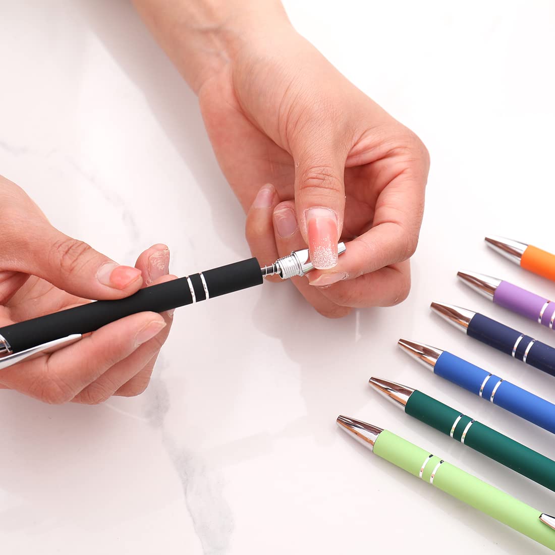 Oddmoal Ballpoint Pen with Stylus Tip, Soft Touch Click Metal Pen, 1.0mm Medium Point, Black Ink, 12 Count(Black)